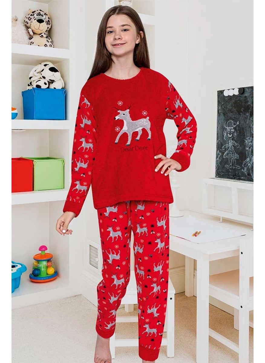 Girl's Plush Printed Fleece Pajama Set