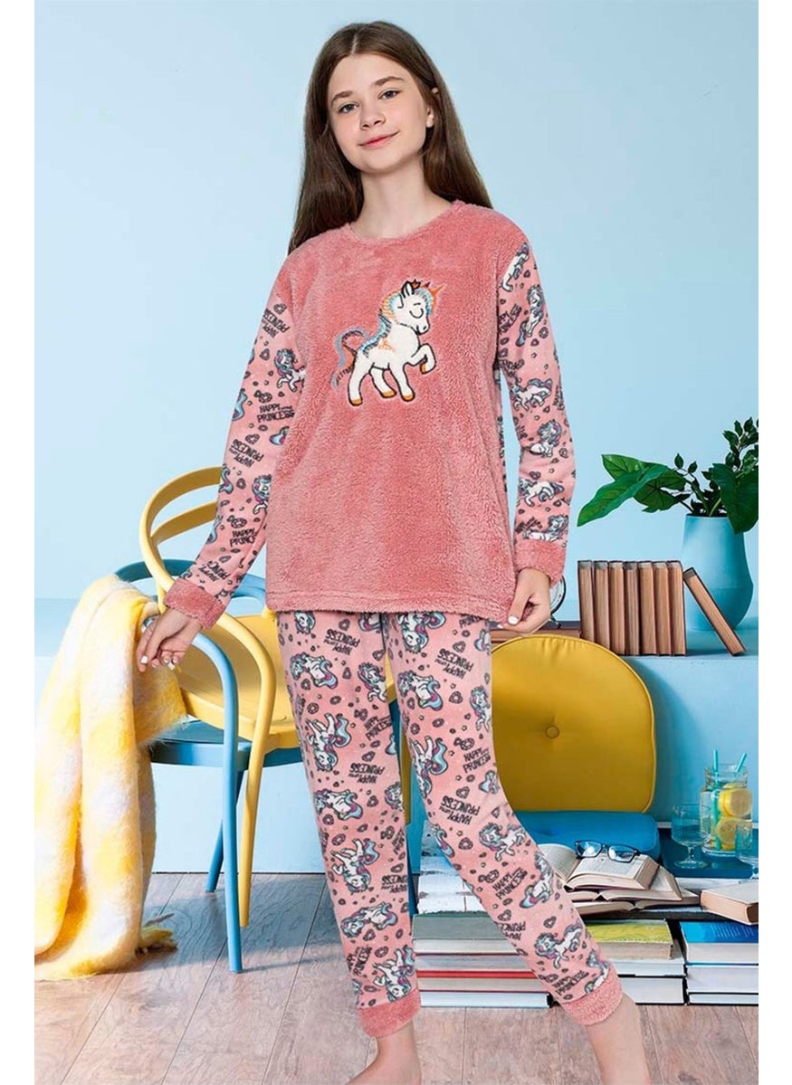 Girl's Plush Printed Fleece Pajama Set