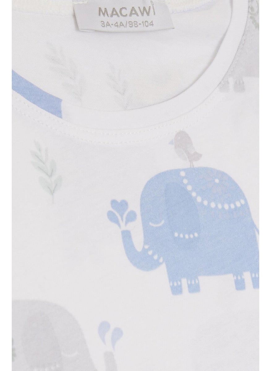 Breeze Girls & Boys Boy Pajama Set Friendship Themed Elephant Printed 1.5-5 Years Old, White