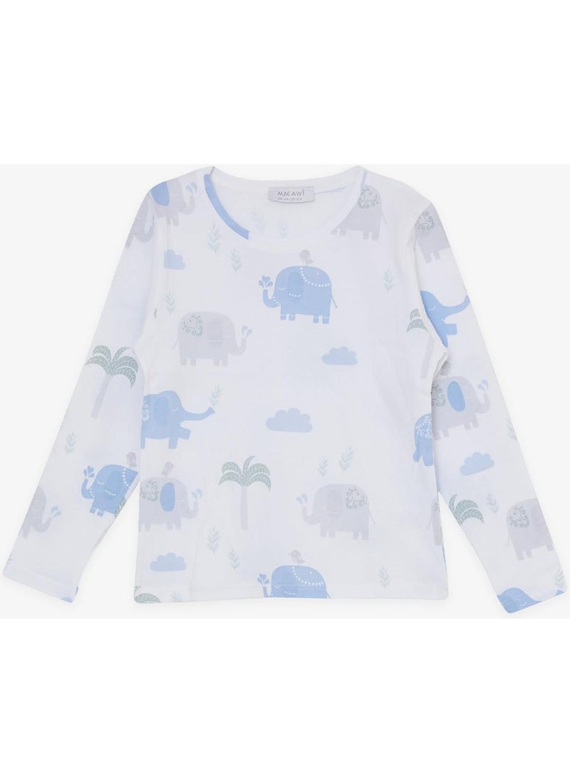 Breeze Girls & Boys Boy Pajama Set Friendship Themed Elephant Printed 1.5-5 Years Old, White