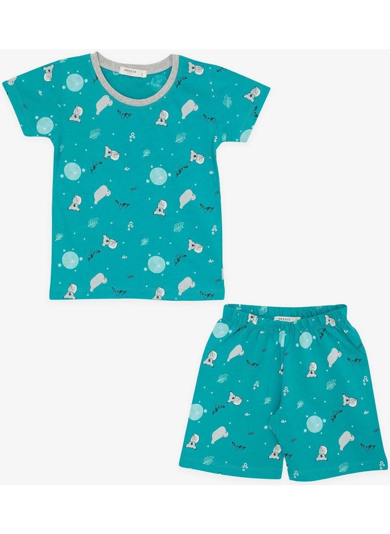 Breeze Girls & Boys Baby Boy Shorts Pajama Set Kuala Patterned 9 Months-3 Years, Petrol Green