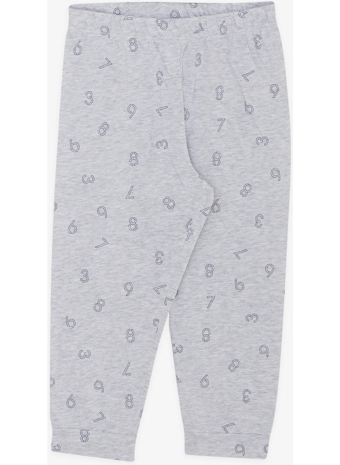 Breeze Girls & Boys Boy's Pajama Set, Number Patterned, 1.5-5 Years, Light Gray Melange