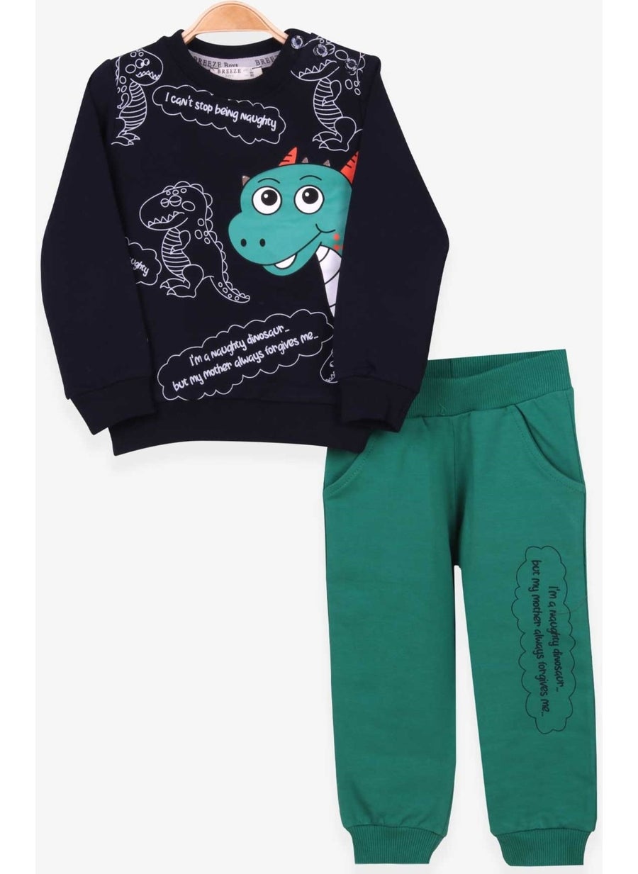Boys Tracksuit Set Dinosaur Patterned Navy (1-4 Age)