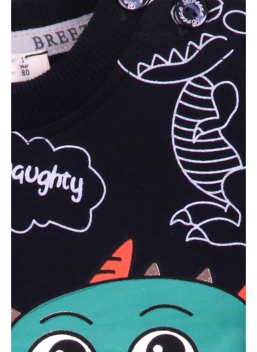 Boys Tracksuit Set Dinosaur Patterned Navy (1-4 Age)