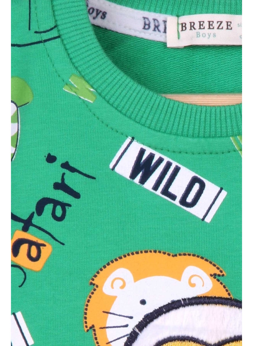 Boys Tracksuit Set Monkey Embroidered Green (1-4 Age)