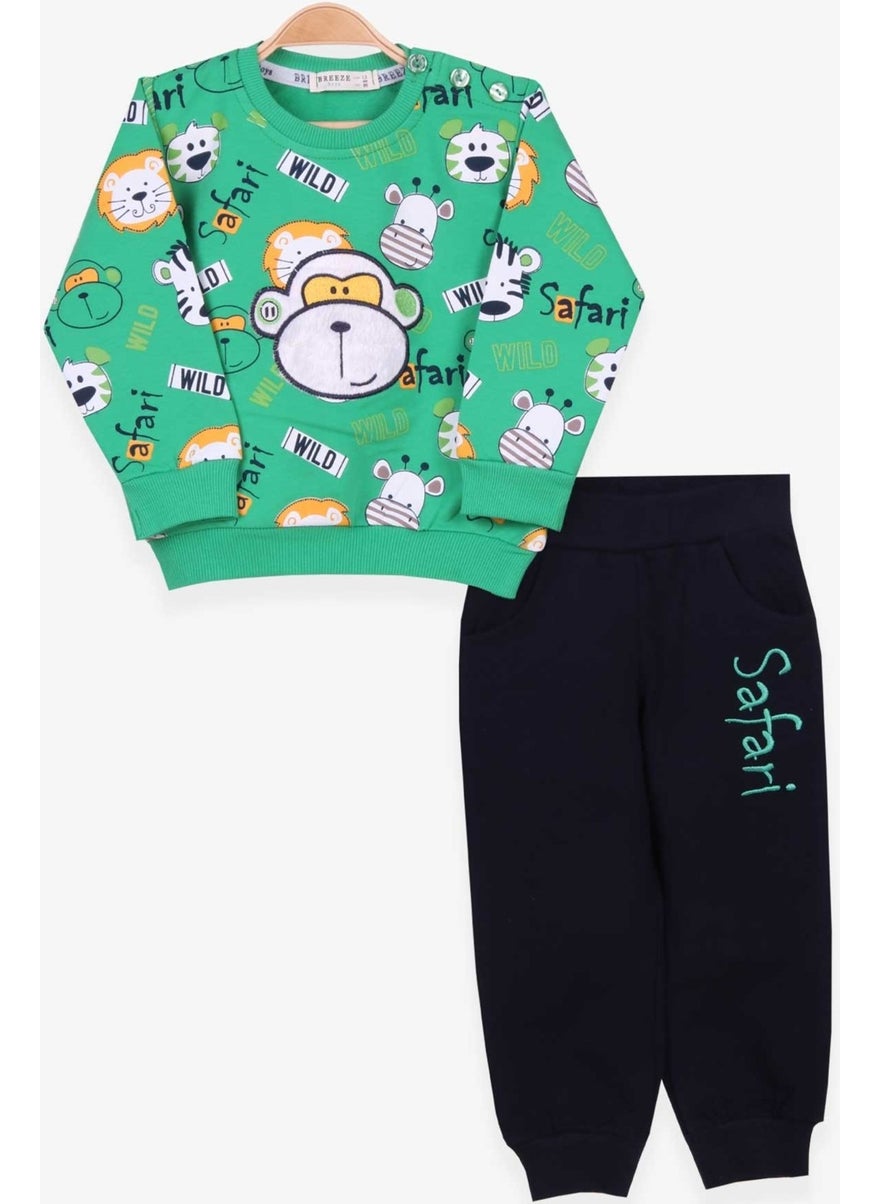 Boys Tracksuit Set Monkey Embroidered Green (1-4 Age)