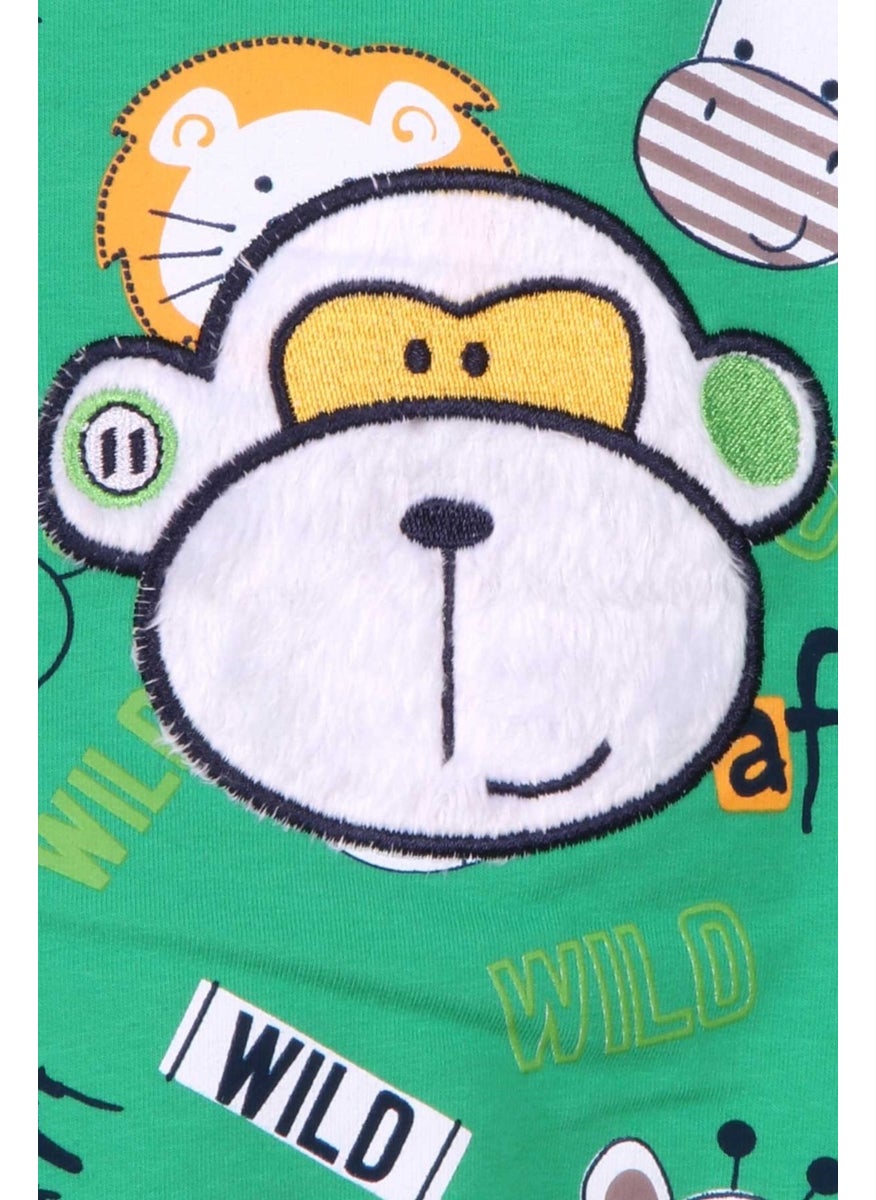 Boys Tracksuit Set Monkey Embroidered Green (1-4 Age)