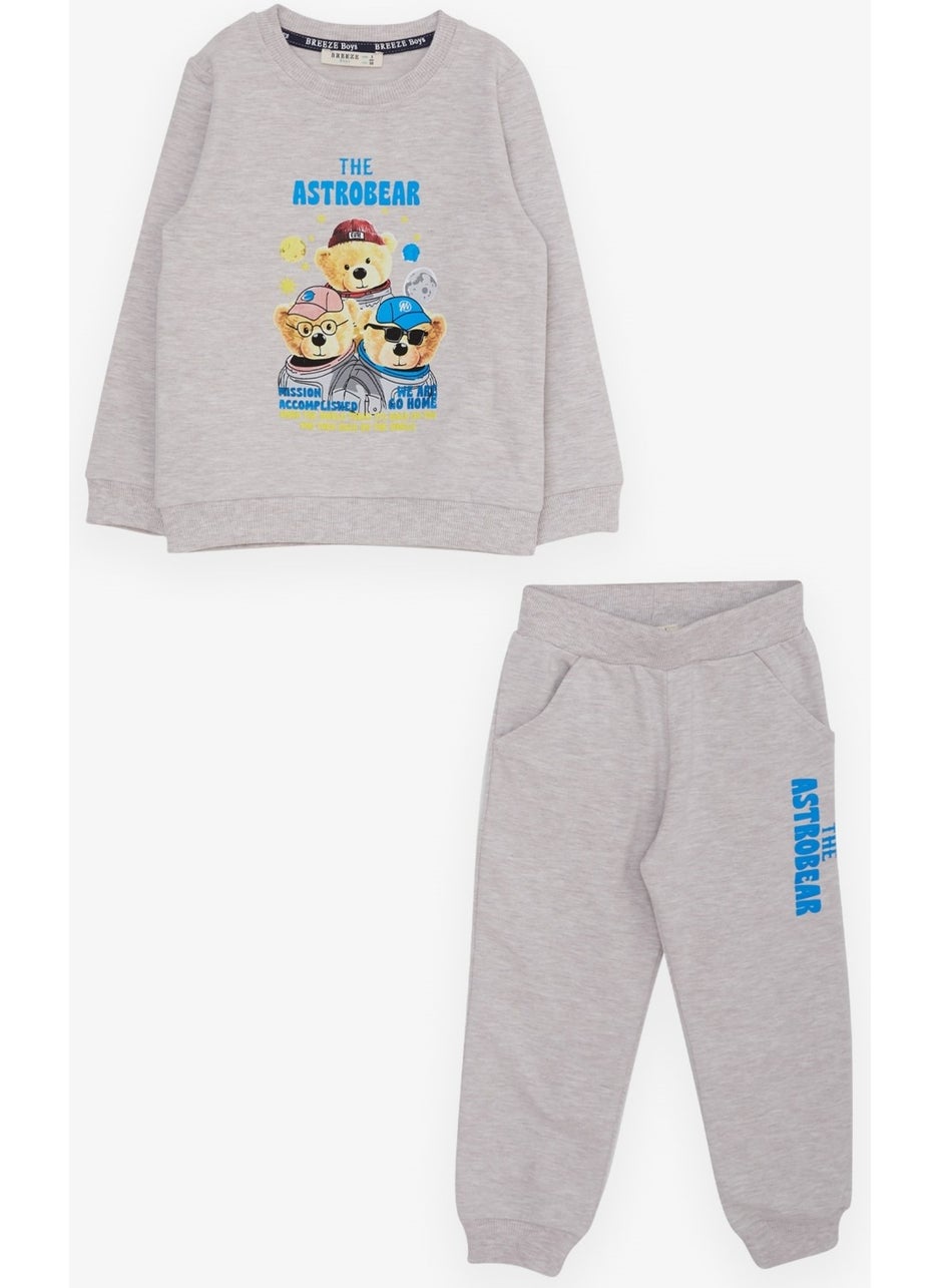 Breeze Boy's Tracksuit Set Astronaut Bears Printed 2-6 Years, Beige Melange