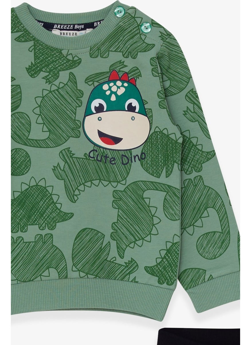 Breeze Boys Tracksuit Set Dinosaur Printed Mint (1-4 Age)