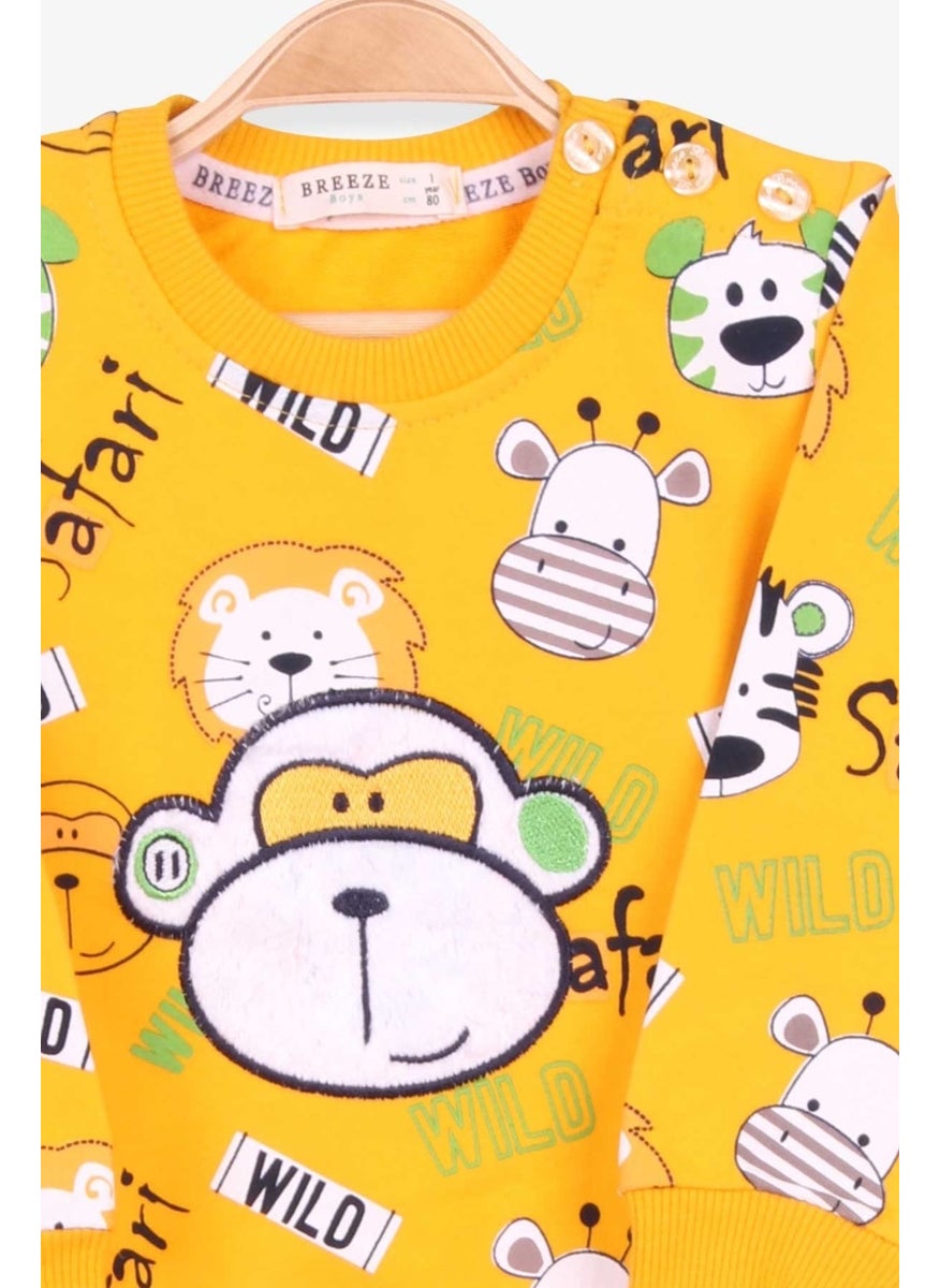 Boys Tracksuit Set Monkey Embroidered Yellow (1-4 Years)