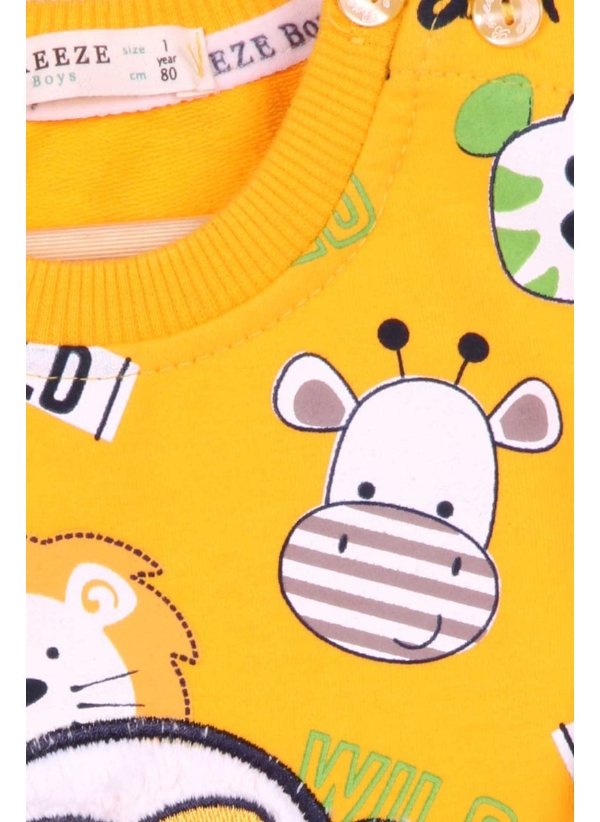 Boys Tracksuit Set Monkey Embroidered Yellow (1-4 Years)