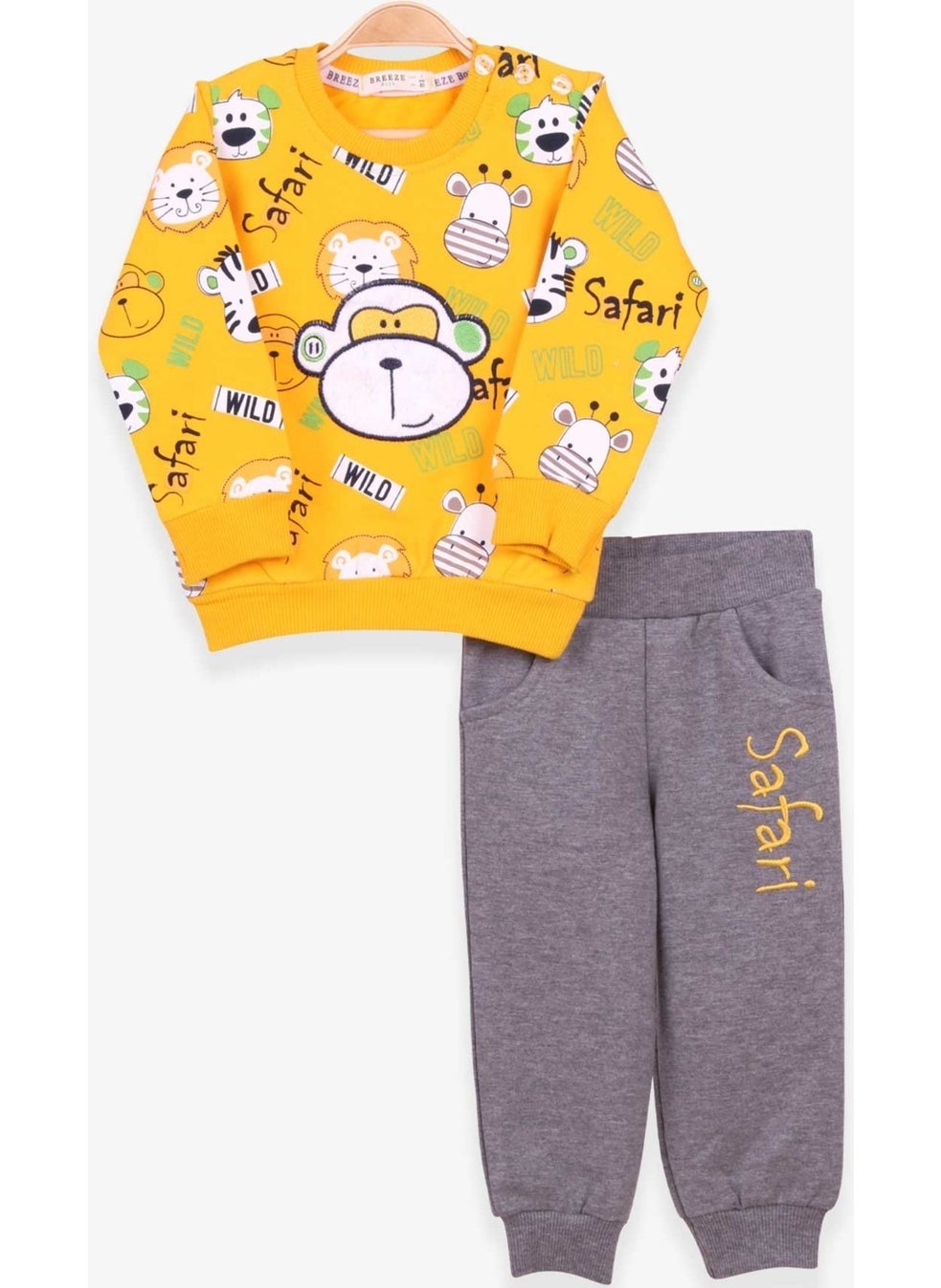 Boys Tracksuit Set Monkey Embroidered Yellow (1-4 Years)