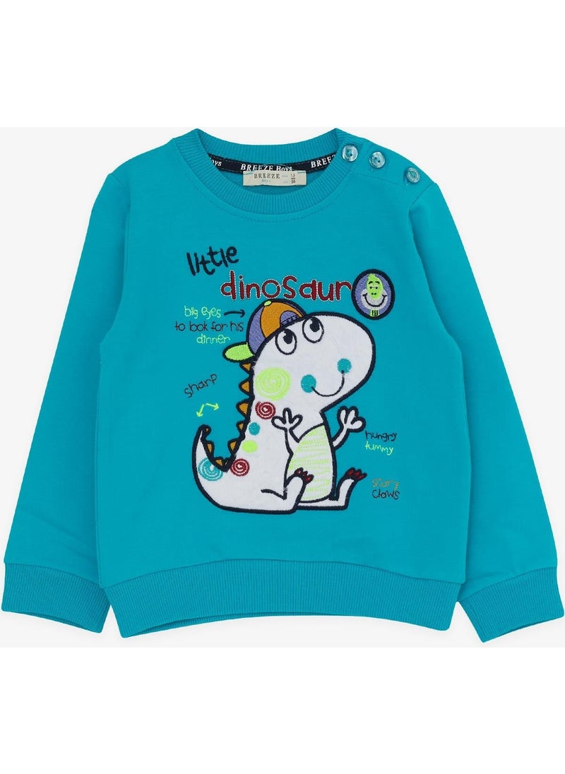 Breeze Boy's Tracksuit Set with Little Dinosaur Embroidery, 1-4 Years, Turquoise