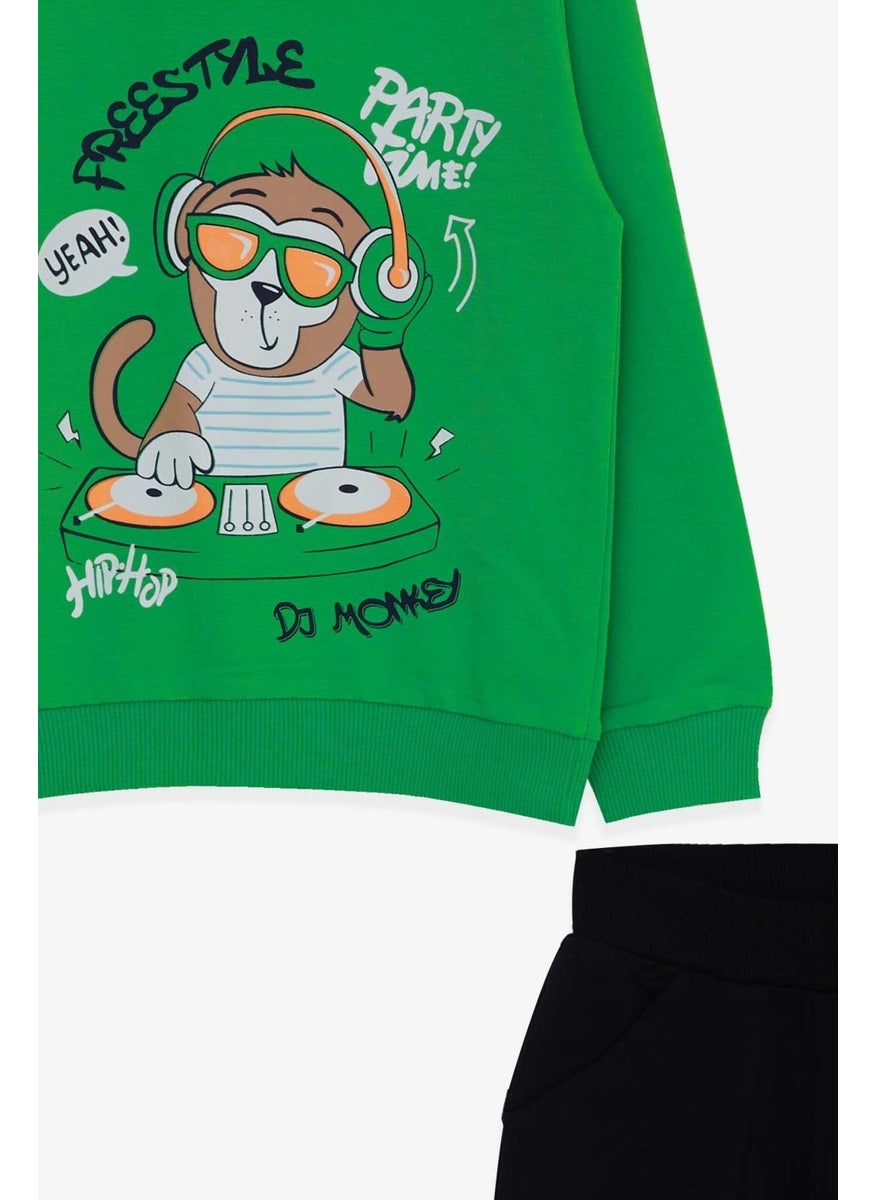 Boys Tracksuit Set Dj Monkey Printed Green (1.5-5 Years)