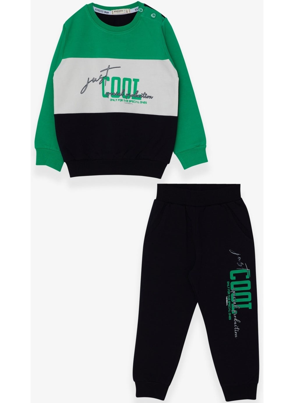 Boys Tracksuit Set Text Printed Green (1.5-5 Years)