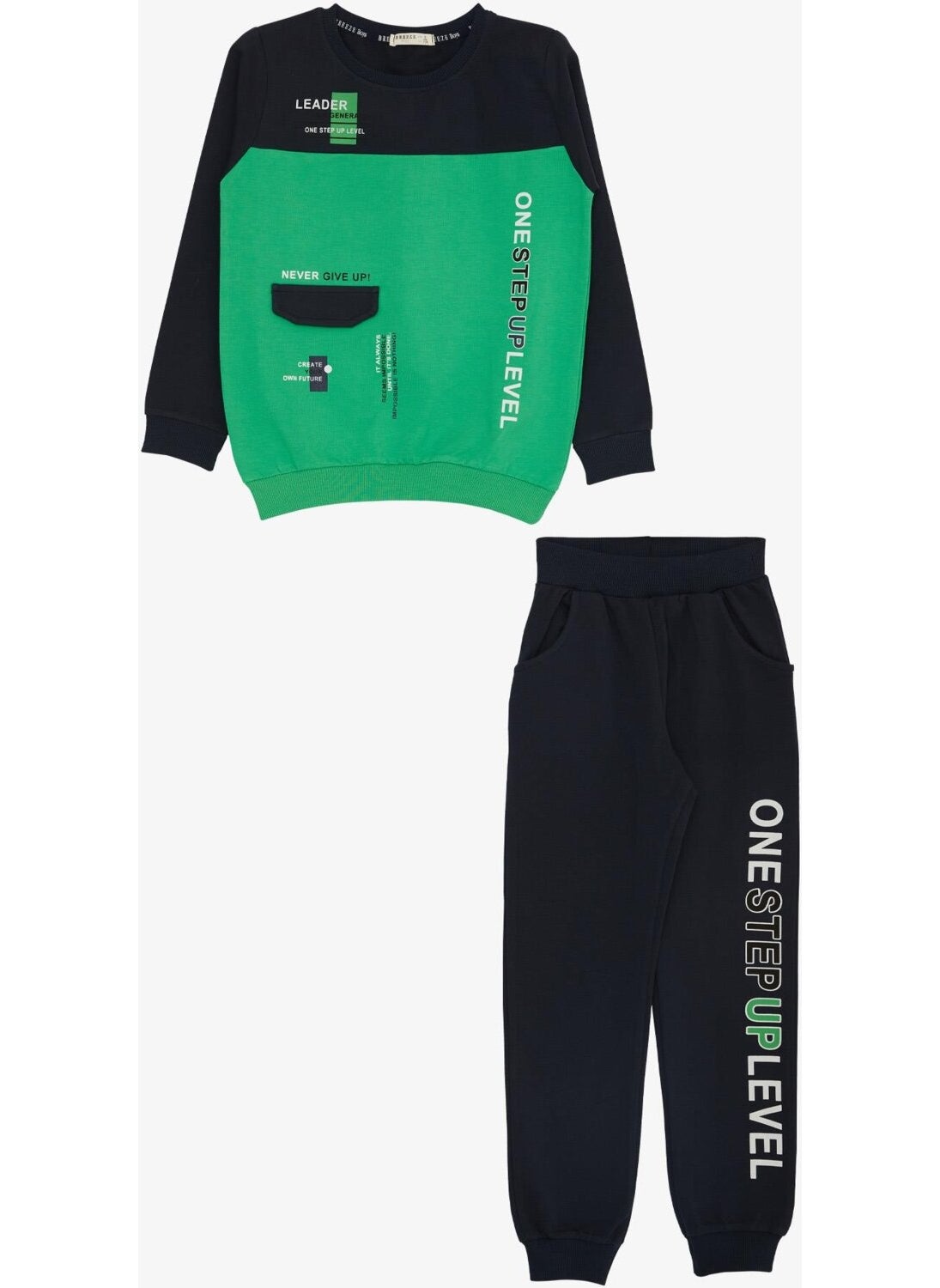 Breeze Girls & Boys Boy's Tracksuit Set with Text Printing, Age 7-12, Green