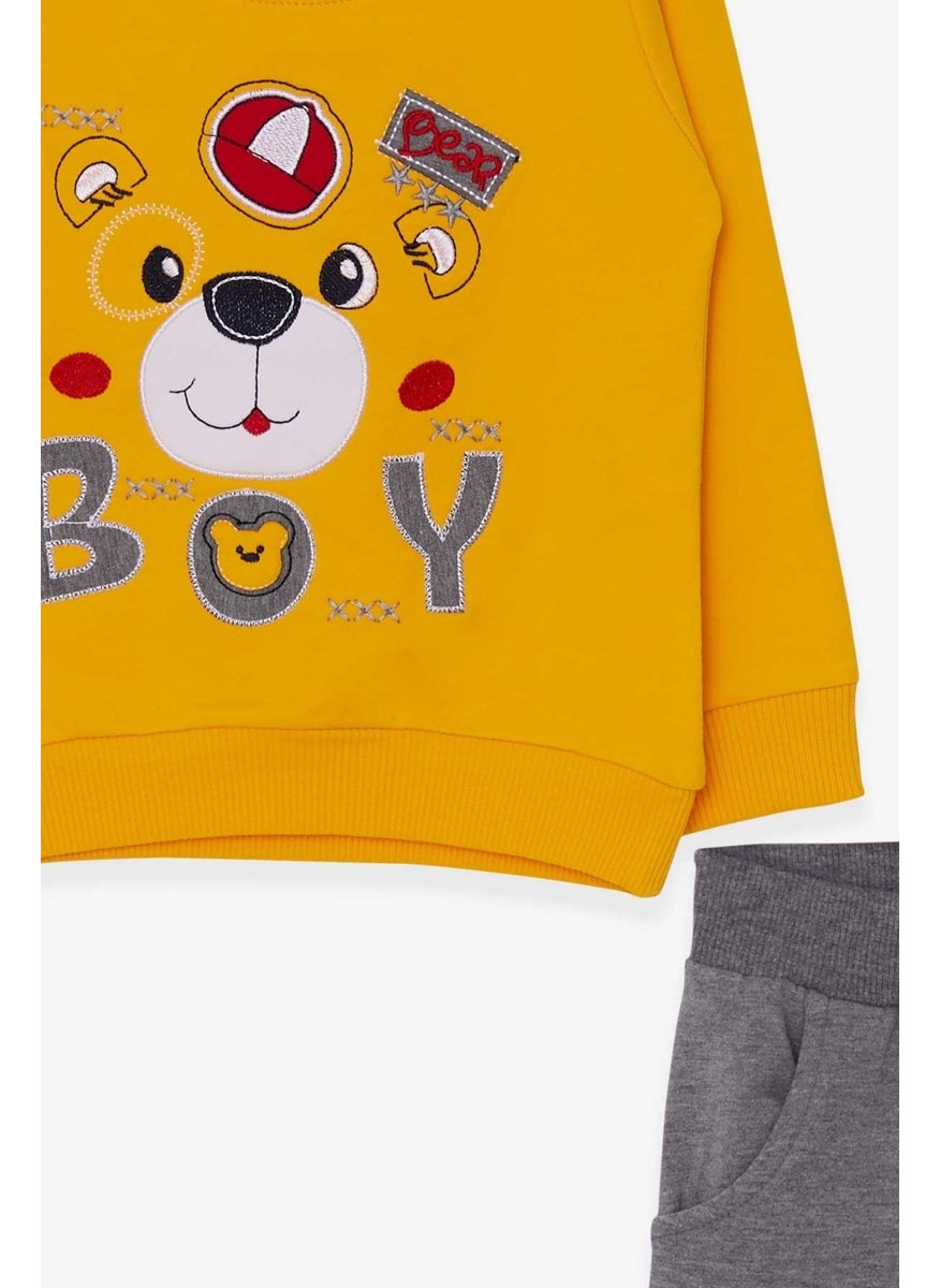 Breeze Boys Tracksuit Set Yellow with Bear Figure (1-4 Ages)