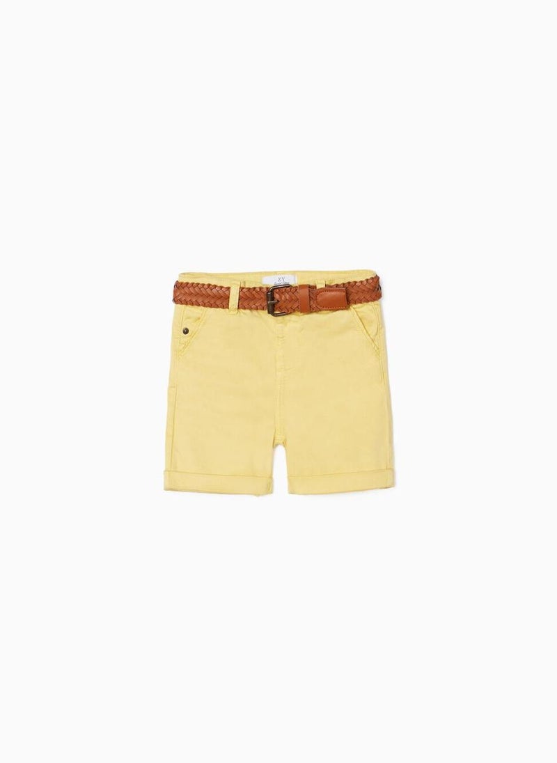 Chino Shorts with Belt for Baby Boys, Yellow