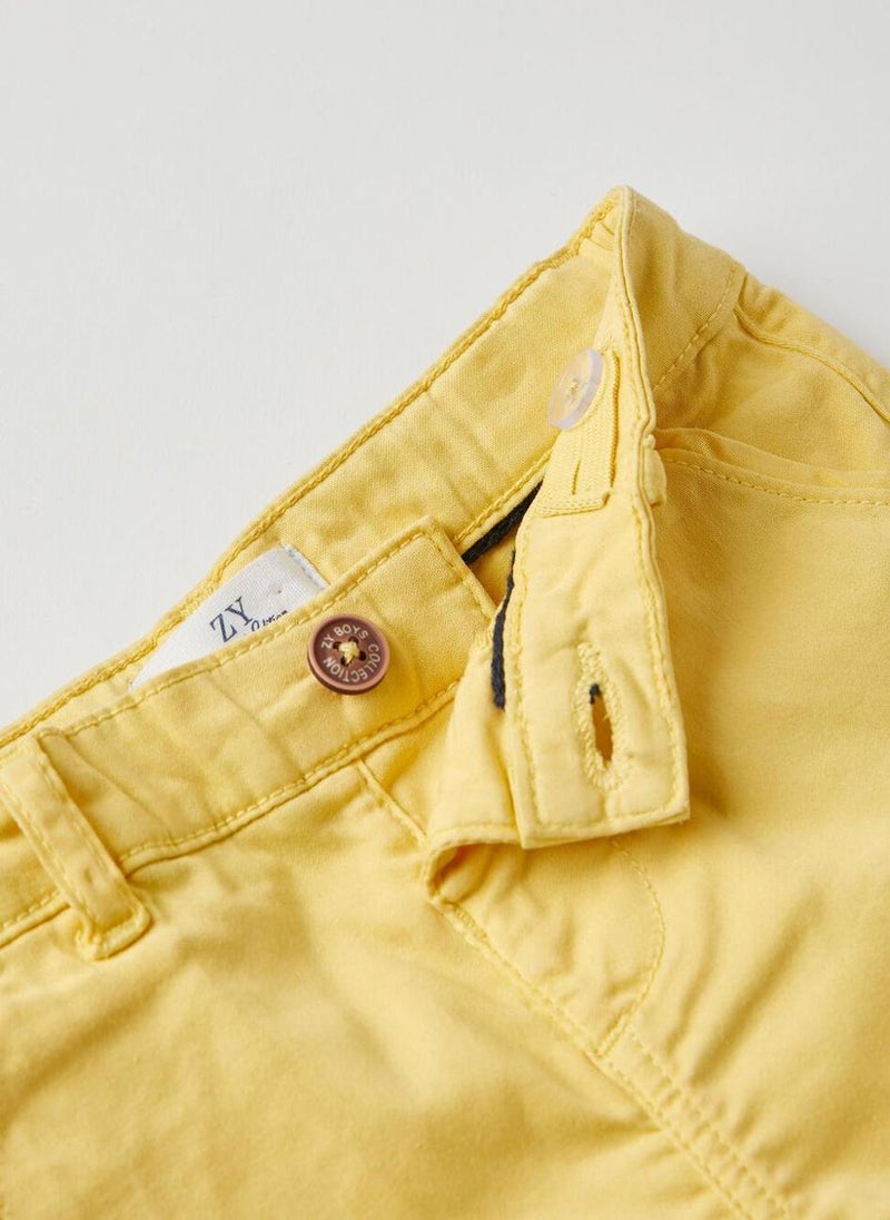 Chino Shorts with Belt for Baby Boys, Yellow