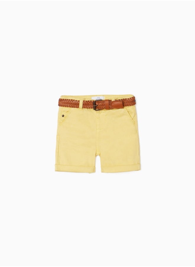 Chino Shorts with Belt for Baby Boys, Yellow