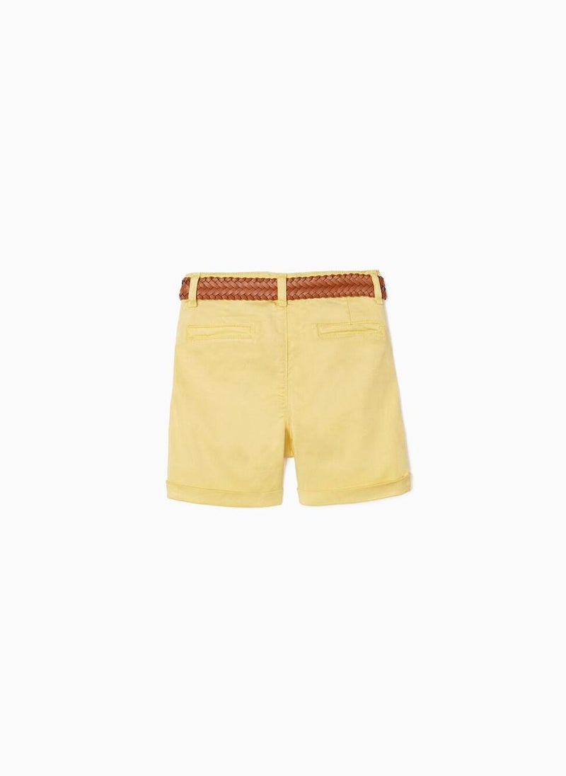 Chino Shorts with Belt for Baby Boys, Yellow