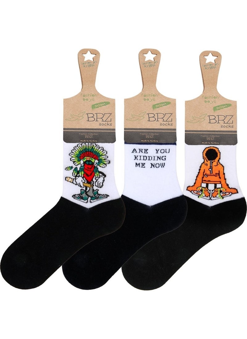 Ghost Patterned Boys Socks Set of 3