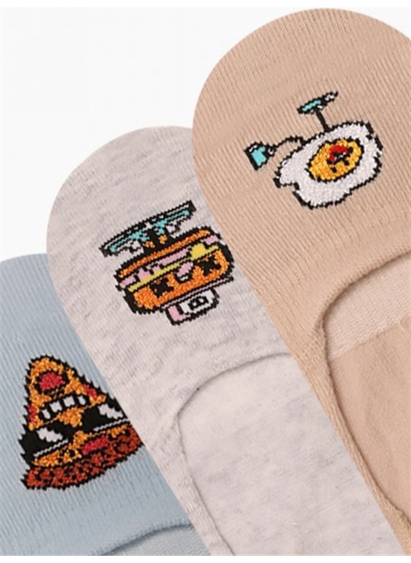 Hamburger Patterned Boys' Baby Socks Set of 3