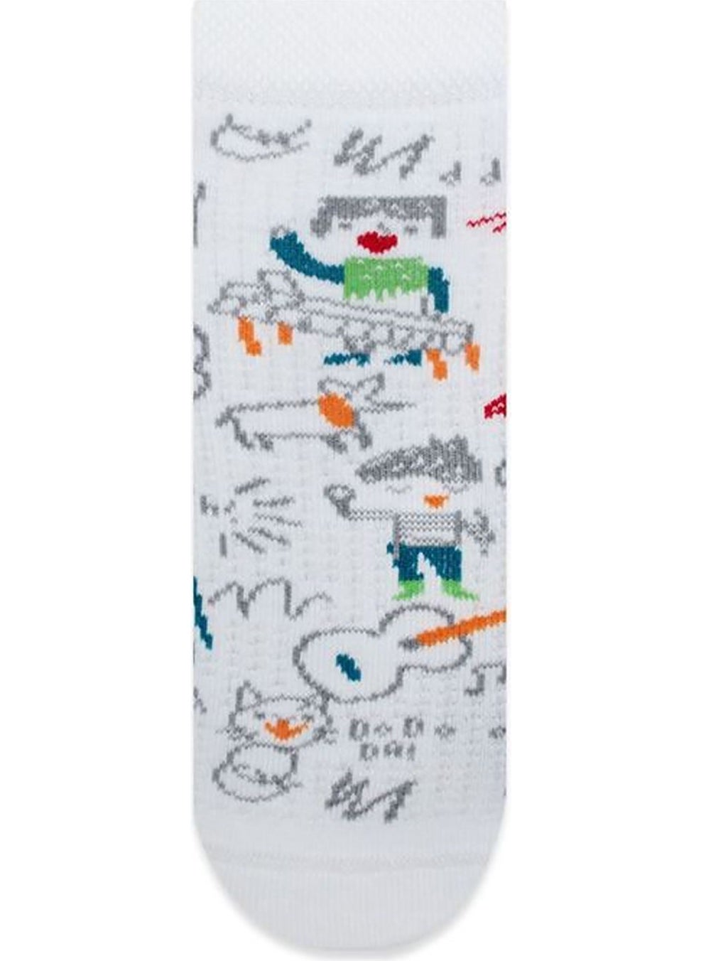 Guitar and Cartoon Pattern Men's Socks Set of 3