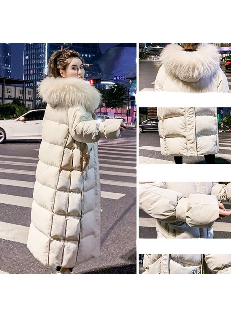 Knee Length Fur Detailed Puffer Coat BT293BLACK