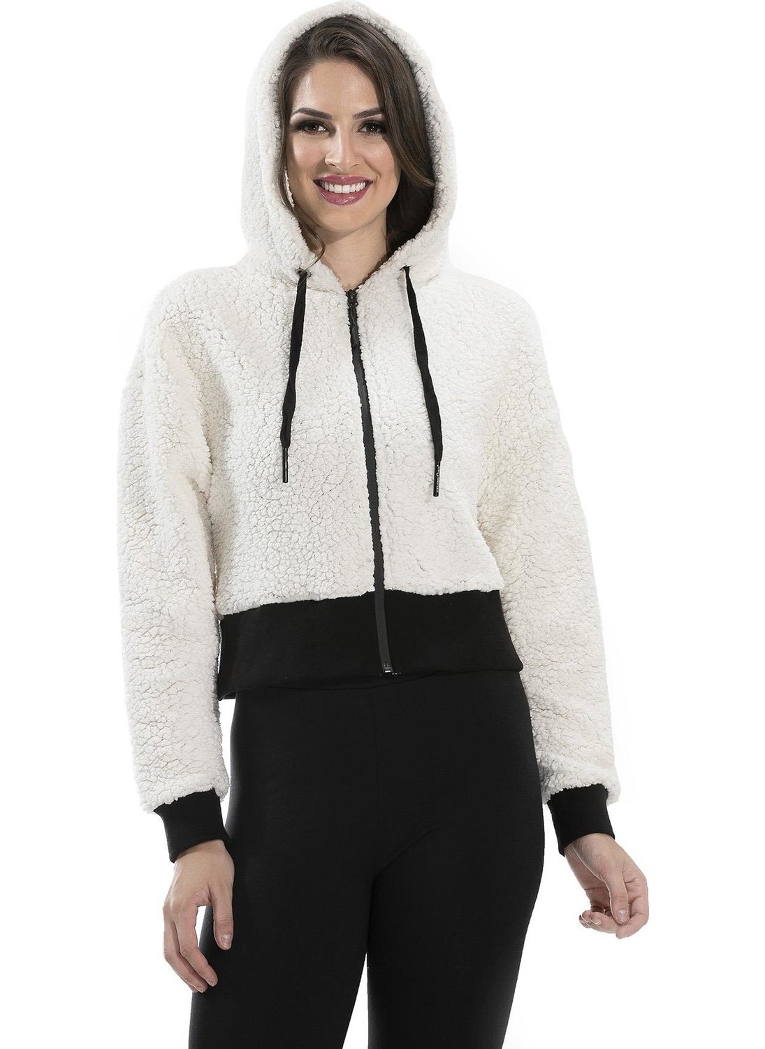 Alexandergardı Hooded Faux Wool Cardigan, Ecru (B20-501300)