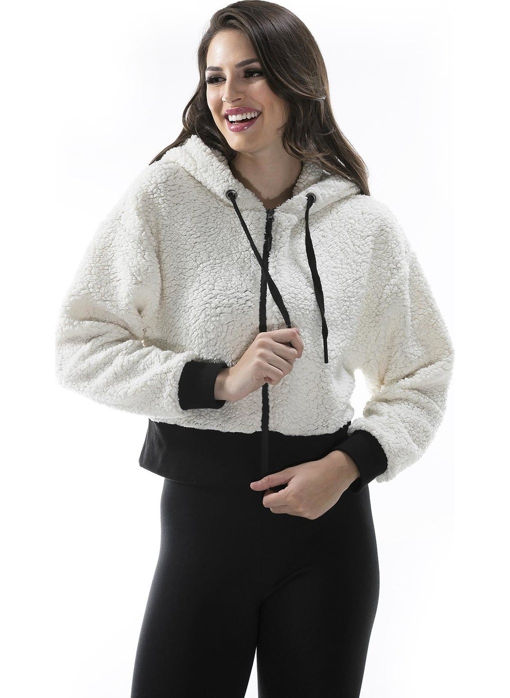 Alexandergardı Hooded Faux Wool Cardigan, Ecru (B20-501300)