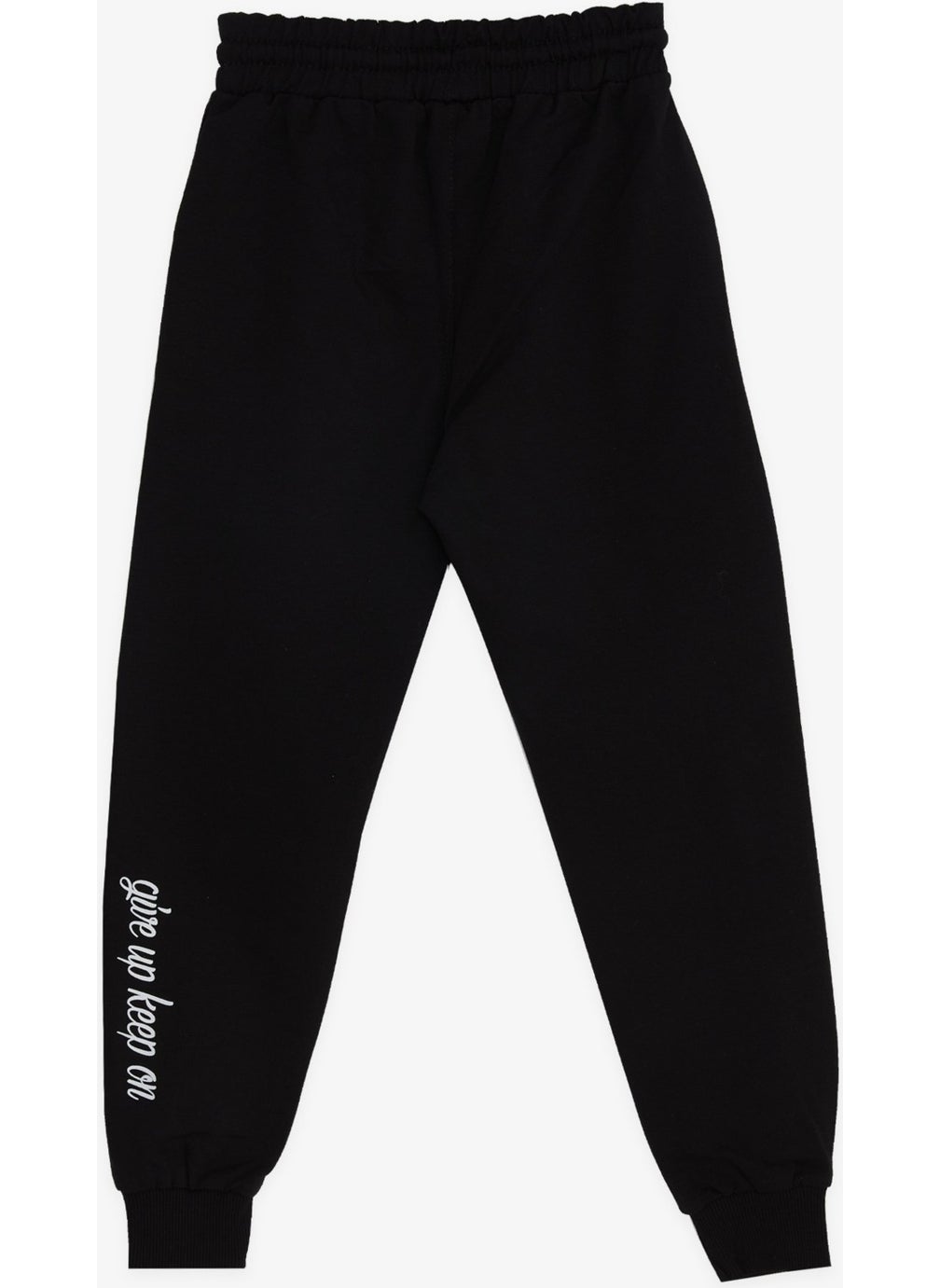 Breeze Boy's Sweatpants with Text Printed, Age 4-8, Black