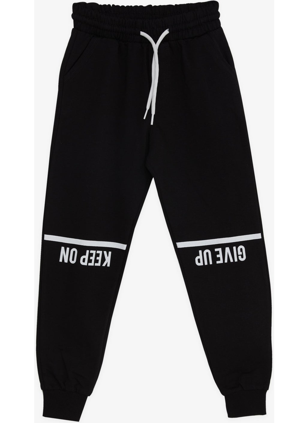 Breeze Boy's Sweatpants with Text Printed, Age 4-8, Black