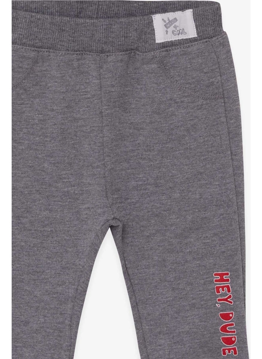 Breeze Baby Boy Sweatpants Text Printed Gray Melange (9 Months-3 Years)