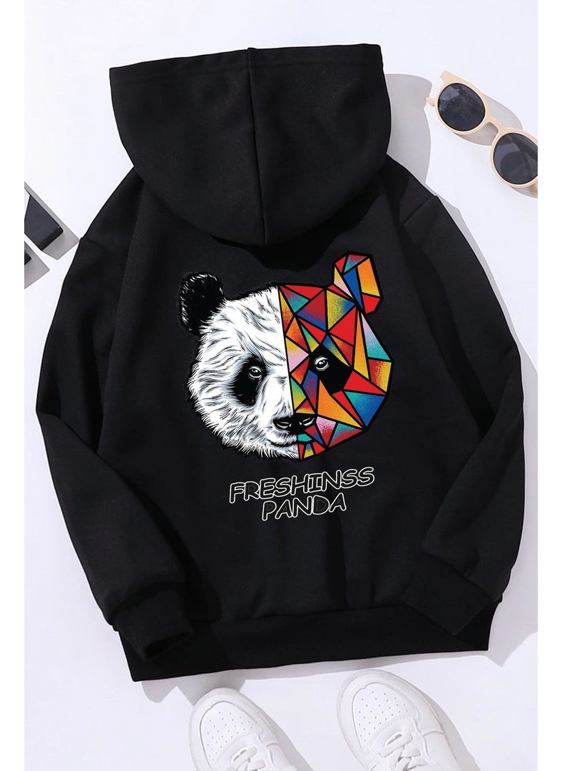 Kids Panda Back Printed Sweatshirt 3-4 Years Old Black