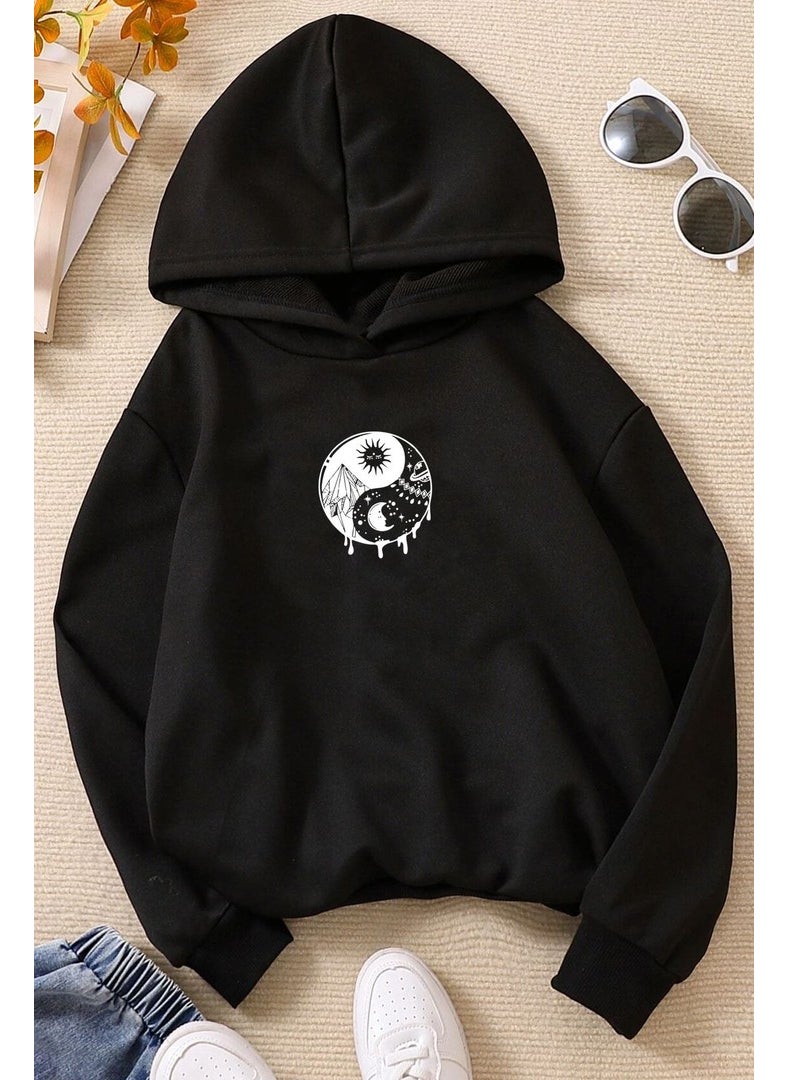 Childrens Yin Yang Design Sweatshirt 3-4 Years Old Black