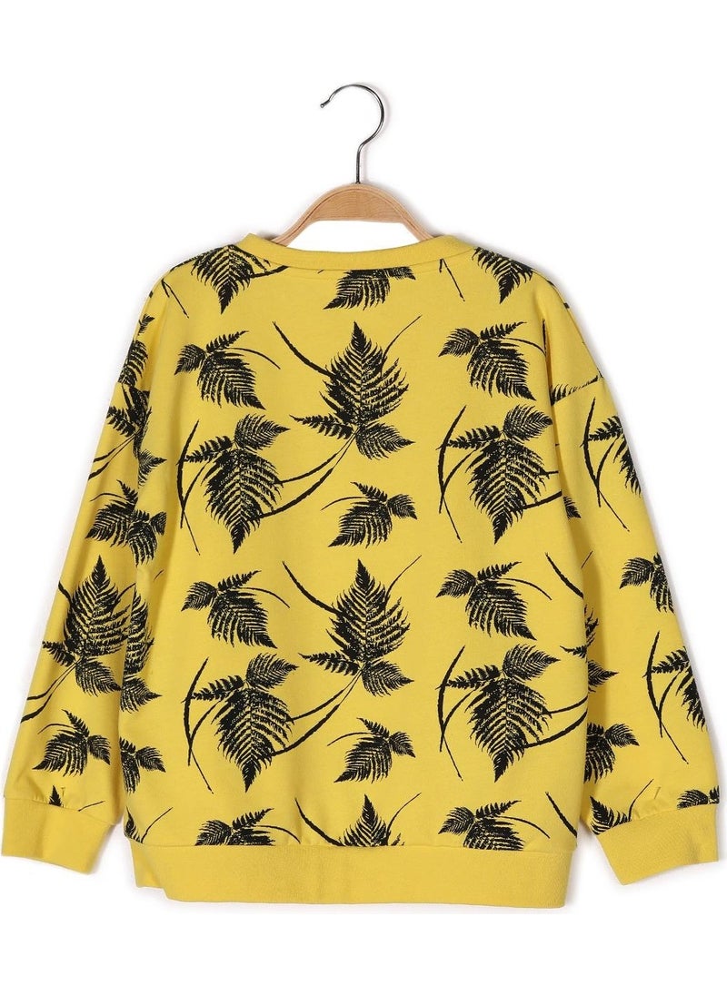 Girls Leaf Printed Sweatshirt