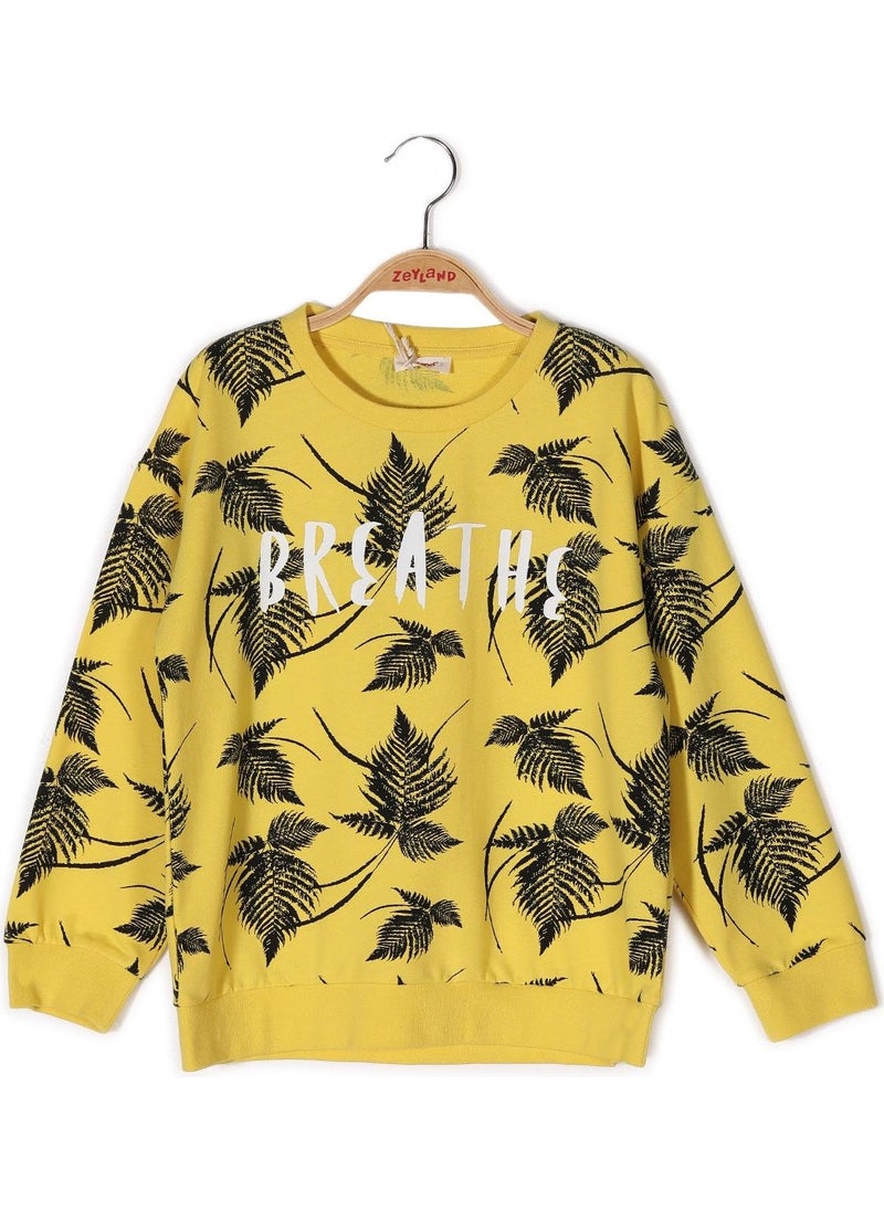 Girls Leaf Printed Sweatshirt