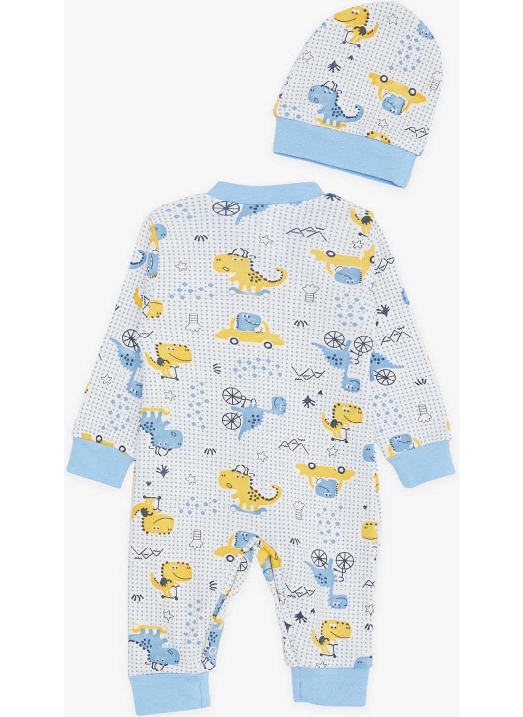 Breeze Baby Boy Rompers Fun Dinosaur Patterned 0-3 Months-6 Months, White