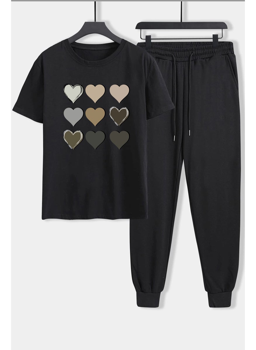 Unisex Heart 2-Piece Tracksuit Set S.m. Black