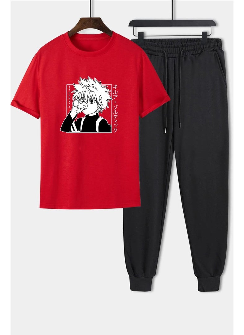 Unisex Killua Zoldyck Printed 2-Piece Tracksuit Set S.m. Red