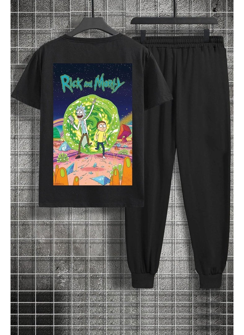 Unisex Rick And Morty Printed 2-Piece Tracksuit Set S.m. Black