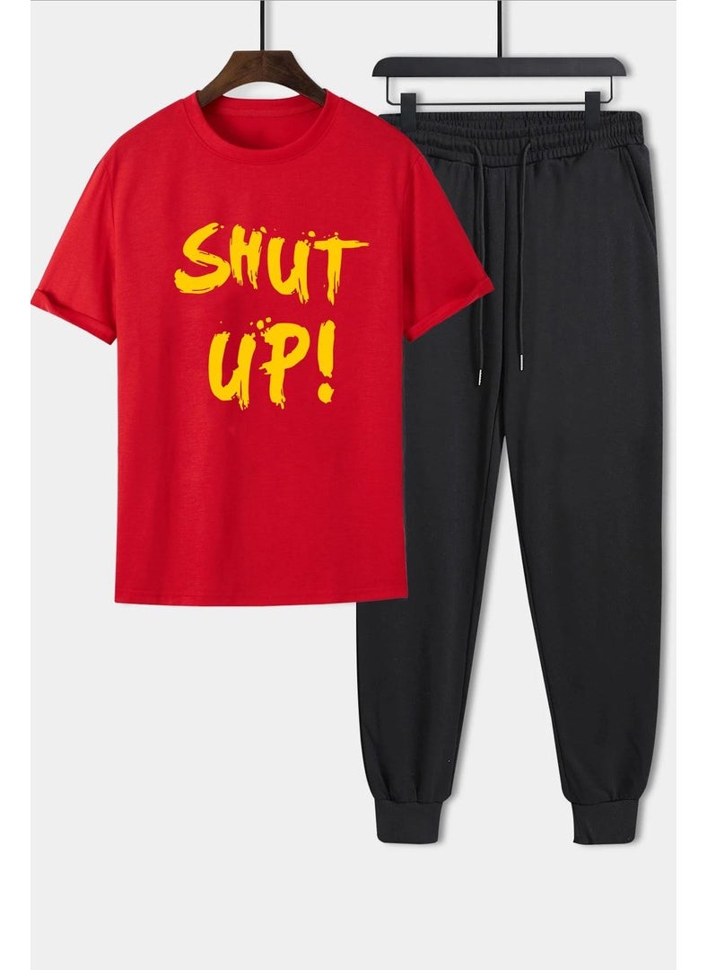 Unisex Shut Up Printed 2-Piece Tracksuit Set Xxl Red