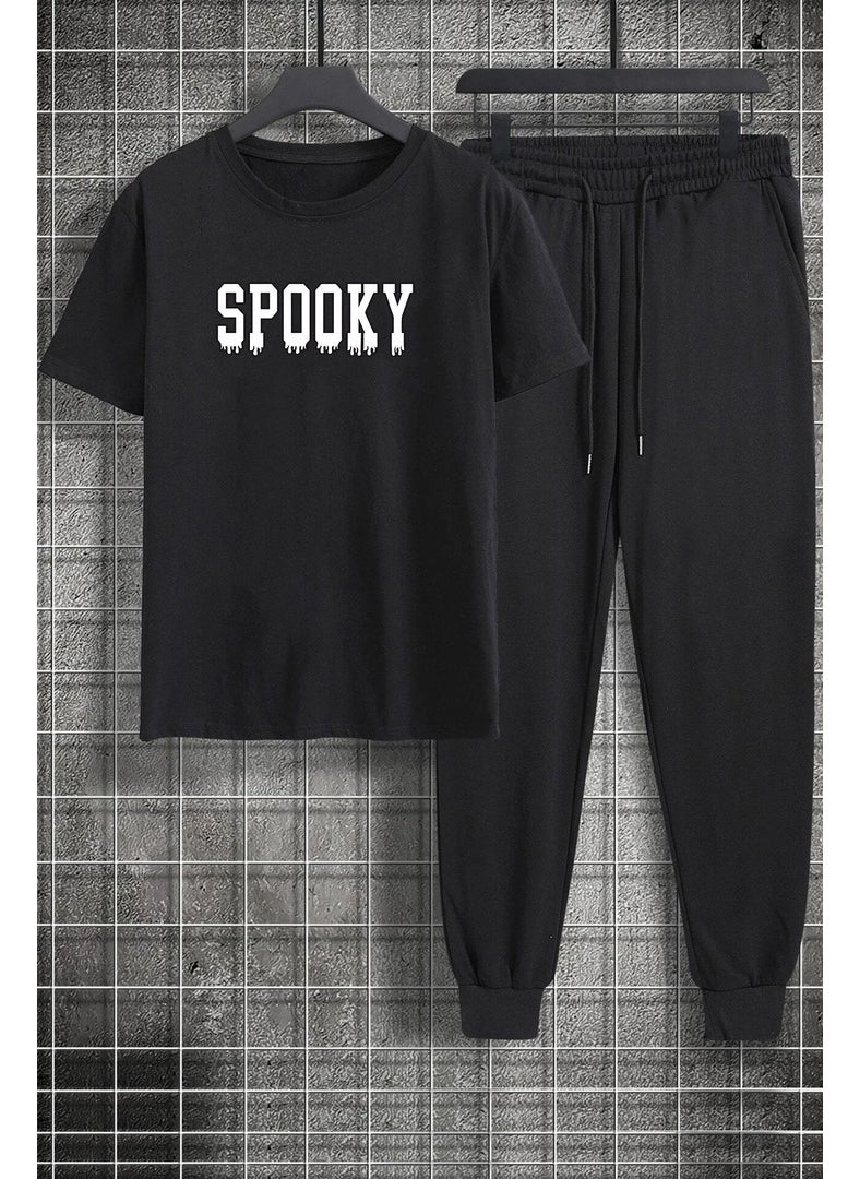 Unisex Spooky Printed 2-Piece Tracksuit Set S.m. Black