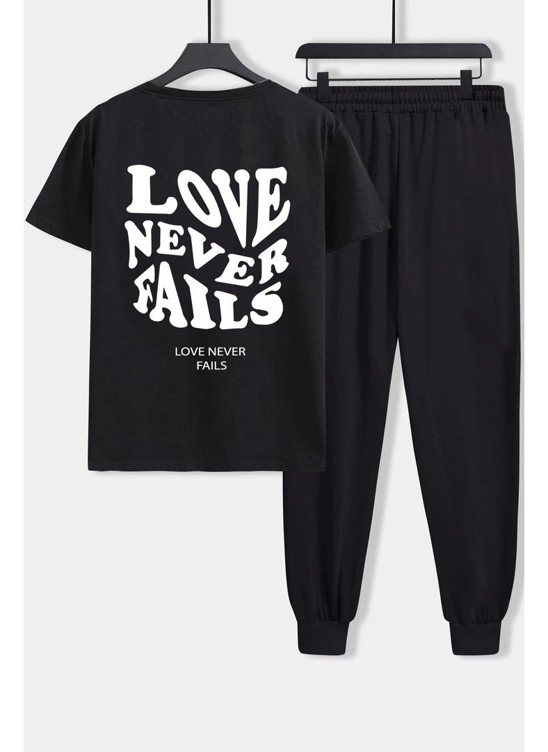 Unisex Love Never Fails 2-Piece Tracksuit Set S.m. Black