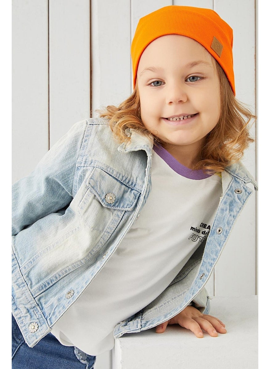 Orange Boy Rope Hat Beanie Neck Collar Set Cotton Camisole