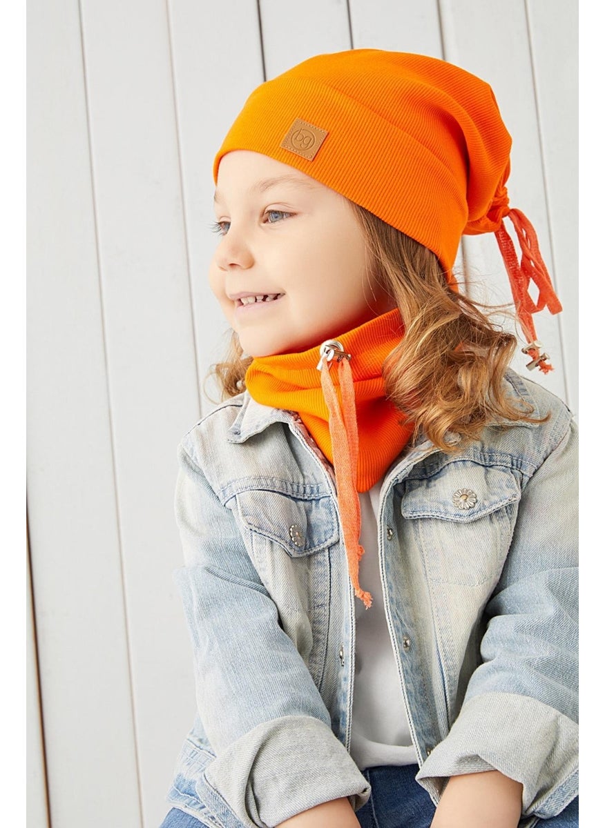 Orange Boy Rope Hat Beanie Neck Collar Set Cotton Camisole