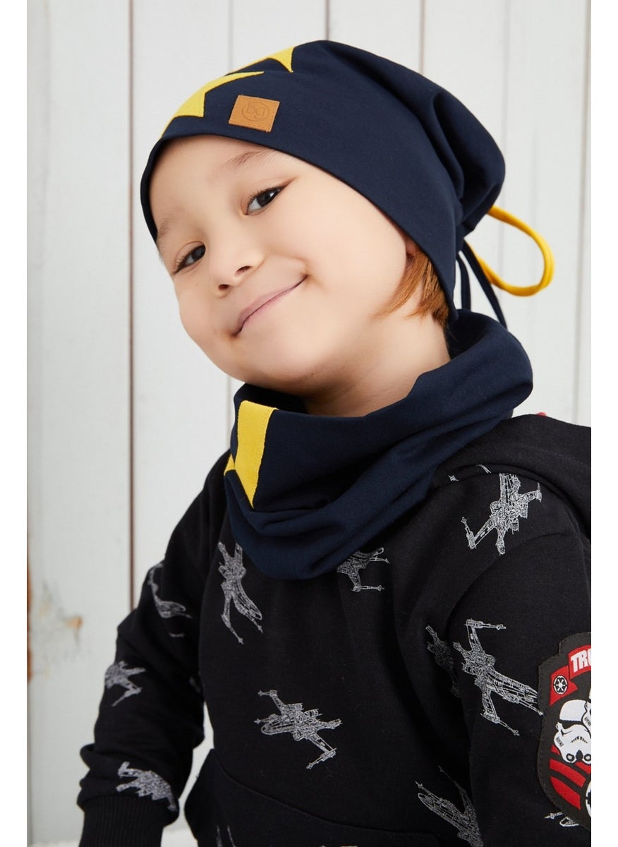 Yellow Navy Blue Fanatic Hat Beanie Soft Double Layer Sports Cotton Combed Cotton