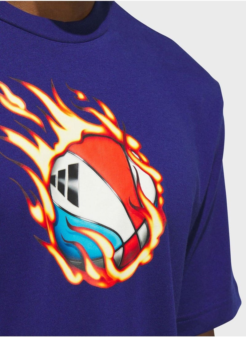 On Fire Basketball Graphic T-Shirt