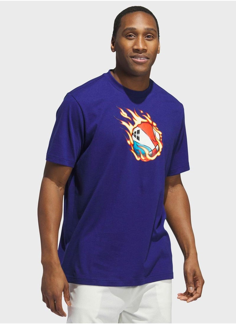 On Fire Basketball Graphic T-Shirt